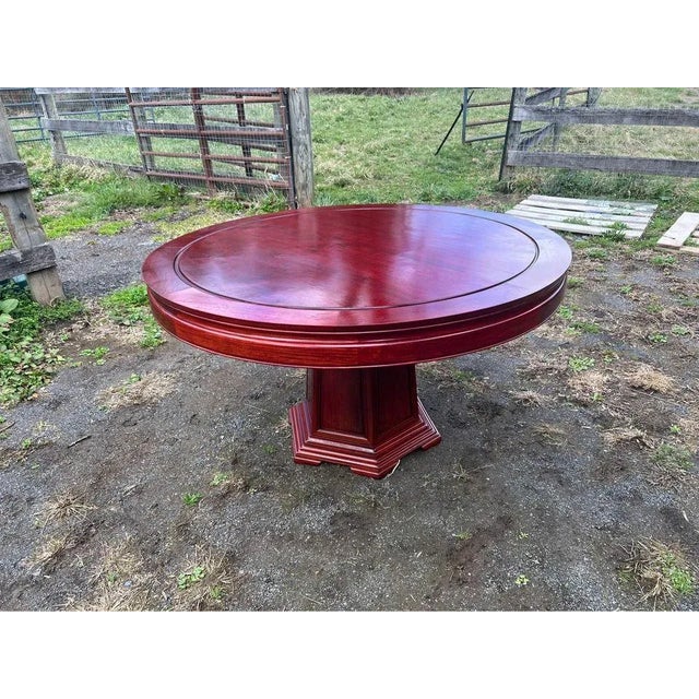 Brown Mid 20th Century Vintage Large Art Deco Rosewood Round Dining Table For Sale - Image 8 of 13