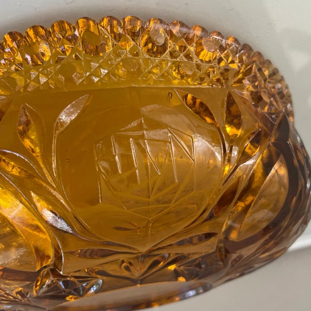 Mid 20th Century Vintage Dark Amber Serving or Decorative Bowl For Sale - Image 5 of 11