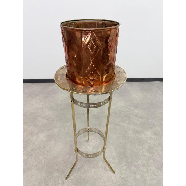 Art Nouveau Brass Plant Stand in the style of Wiener Werkstätte, 1890s For Sale - Image 4 of 11
