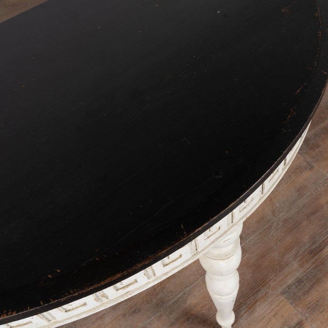 Pair, 19th Century Swedish Gustavian White Demi Lune Console Tables For Sale - Image 6 of 15