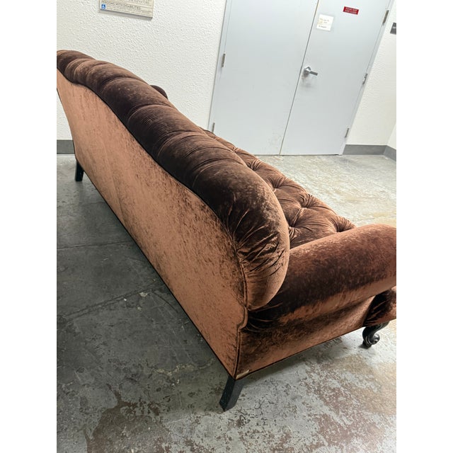 Wood Provasi Bespoke Paris Velvet Sofa, Vintage For Sale - Image 7 of 12