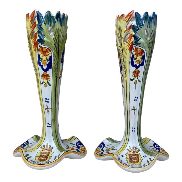 French Faience Vases Circa 1900-A Pair For Sale