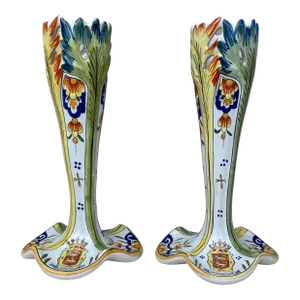 French Faience Vases Circa 1900-A Pair