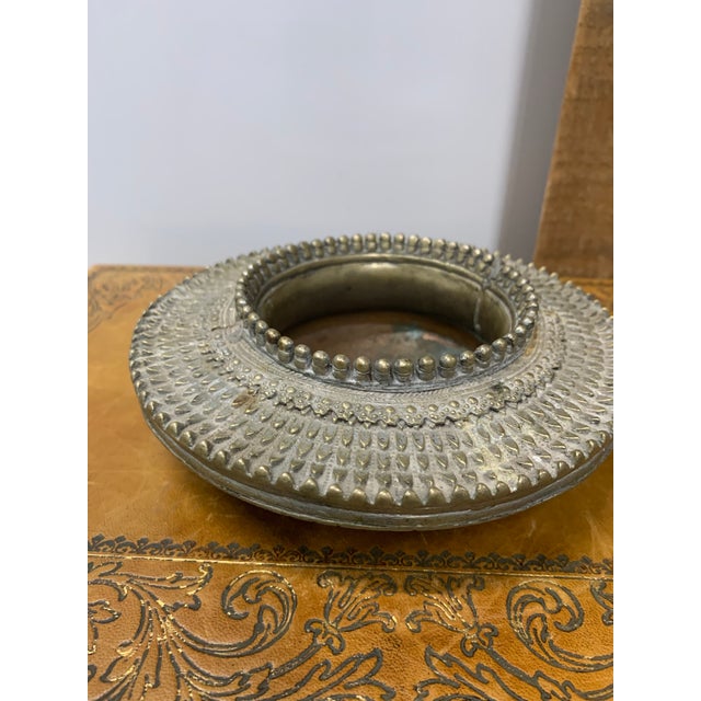 Late 19th Century Vintage Dhokra Damar Brass With Silver Overlay Bowl, Ashtray or Catchall For Sale - Image 5 of 5