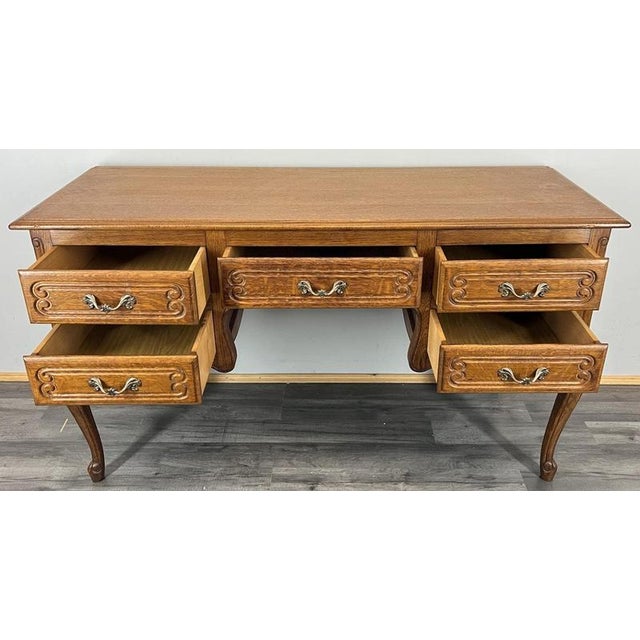 Vintage French Louis XVI Style Carved Oak Desk or Chest For Sale - Image 12 of 14