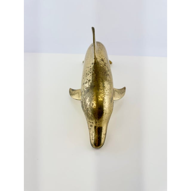 Brass Vintage Mid-Century Brass Dolphin Sculpture For Sale - Image 8 of 9