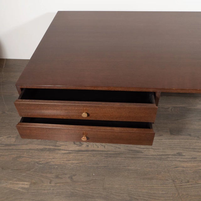 Mid Century Modern 2-Drawer Cocktail Table in Walnut and Brass by Harvey Probber For Sale In New York - Image 6 of 8