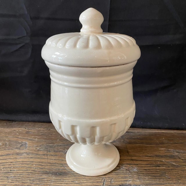White Antique Italian Apothecary Jar Venetian Verbena Porcelain Urn Large For Sale - Image 8 of 10