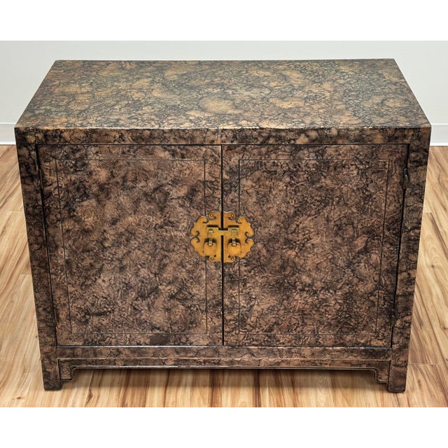 Mid-Century Modern Vintage Henredon Faux Tortoise Shell Finish Server Cabinet For Sale - Image 3 of 12