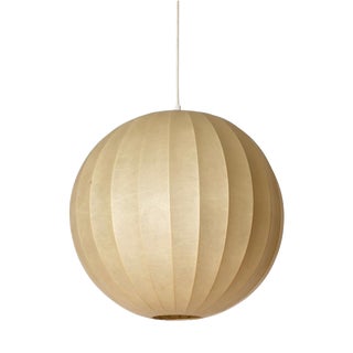 Mid-Century Round Beige Cocoon Pendant Light by Achille Castiglioni for Hille, Italy, 1960s For Sale