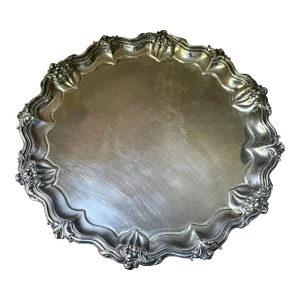 Walker & Hall 1906 Sheffield England Silverplate Salver Footed Tray Plateau