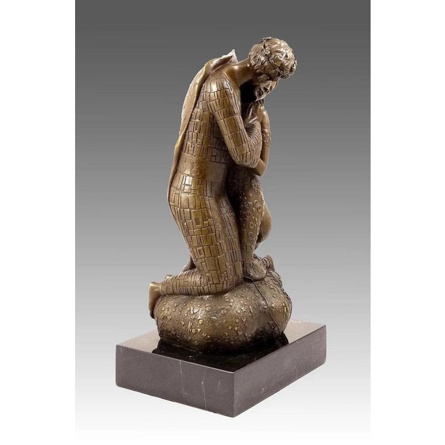 Metal The Kiss Bronze Sculpture in the style of Gustav Klimt For Sale - Image 7 of 9