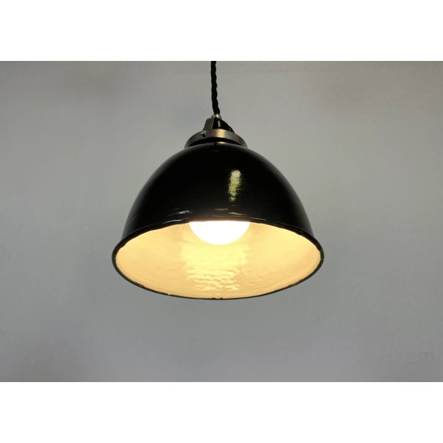 Black Small Industrial Black Enamel Pendant Lamp, 1950s For Sale - Image 8 of 10