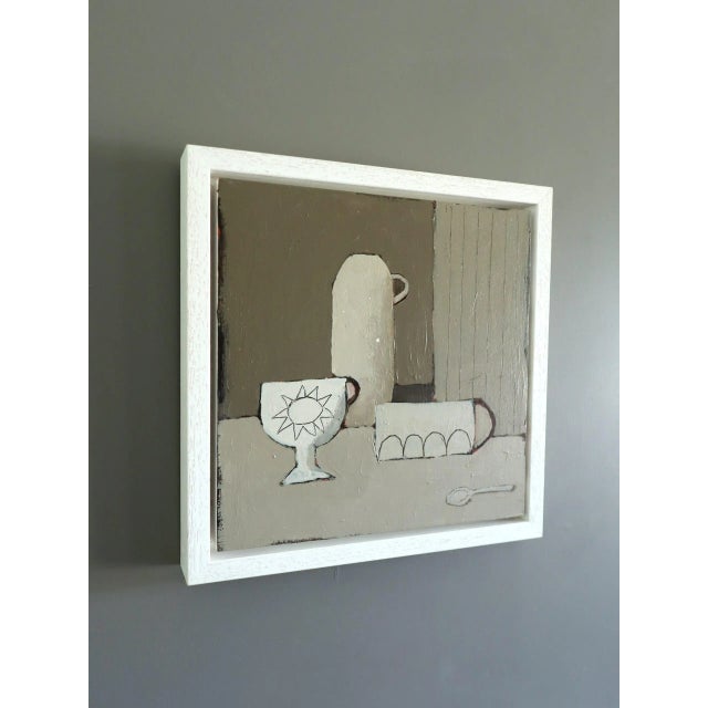 2025 Contemporary 'Sunny Cup' Minimalist Naive Style Still Life Acrylic Painting by British Artist Annemarie Derrick, Framed For Sale - Image 6 of 12