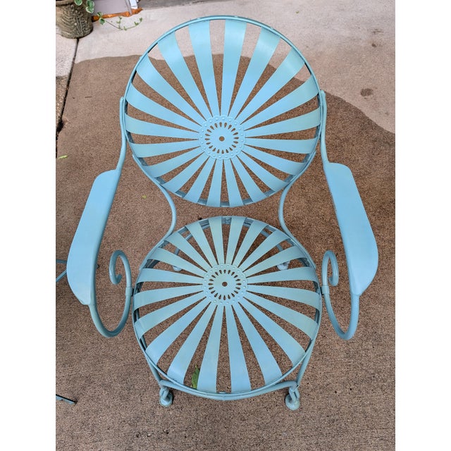 1930s Francois Carre Sunburst Chairs With Bench For Sale - Image 9 of 12