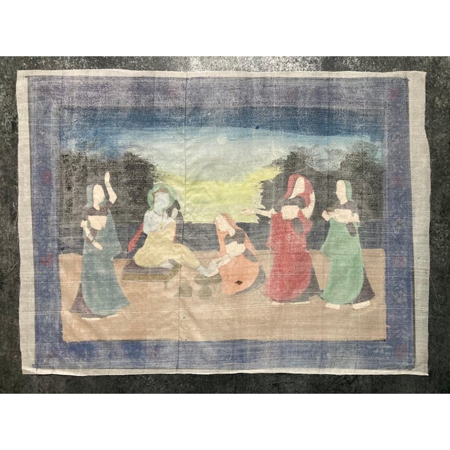 Indian Painting on Silk Depicting Toilette, 1960s For Sale - Image 6 of 13
