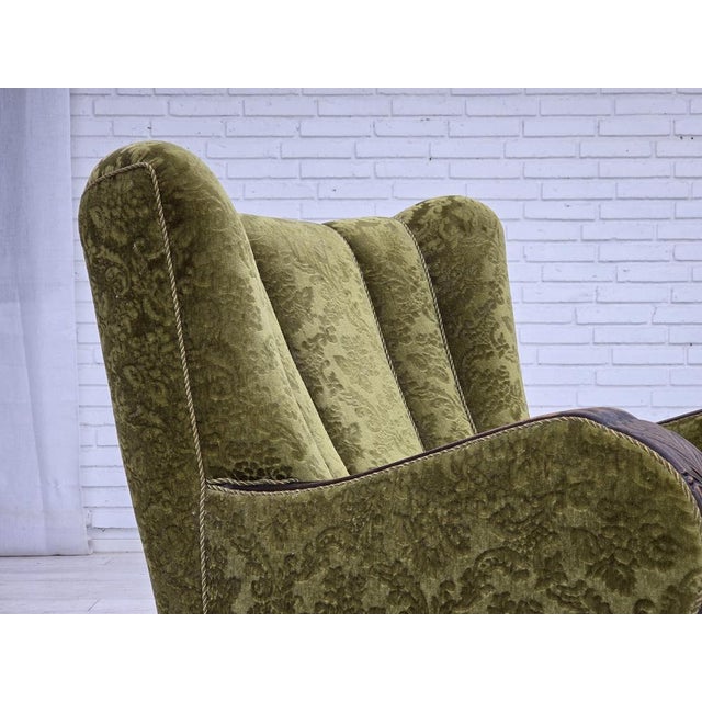 Vintage Danish Relax Chair in Furniture Velour and Oak, 1950s For Sale - Image 4 of 18