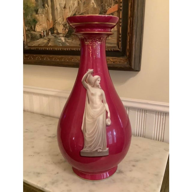 Late 19th Century Large Antique Old Paris Porcelain Vase Neoclassical Hand Painted Gilt, 18", Rare! For Sale - Image 5 of 7