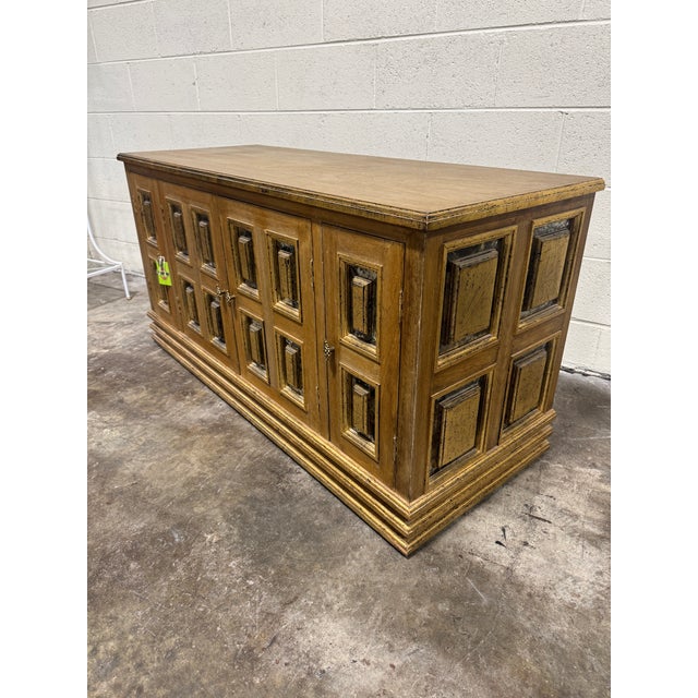 Hollywood Regency Boho Gilded Antique Mirror Cabinet Credenza For Sale - Image 3 of 9