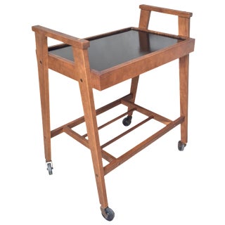 Danish Modern Walnut Bar Cart For Sale
