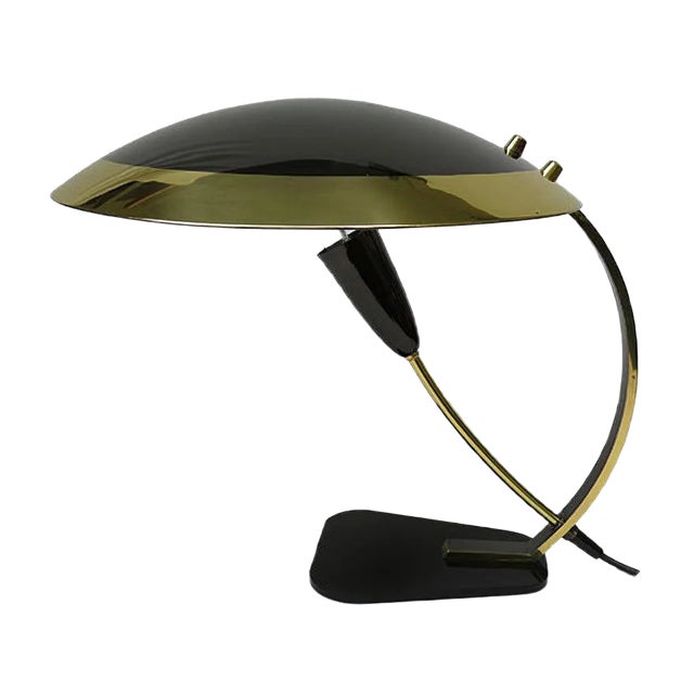 Black Brass Table Lamp, 1950s, Italy For Sale