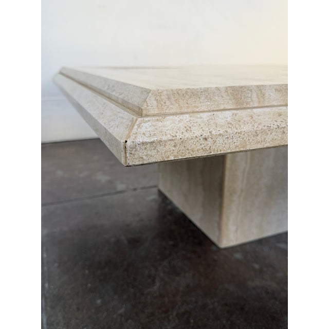 1980s Vintage Italian 1980's Solid Travertine Coffee Table For Sale - Image 5 of 11