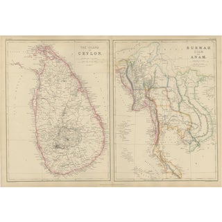 Antique Map of South and Southeast Asia, 1860 For Sale