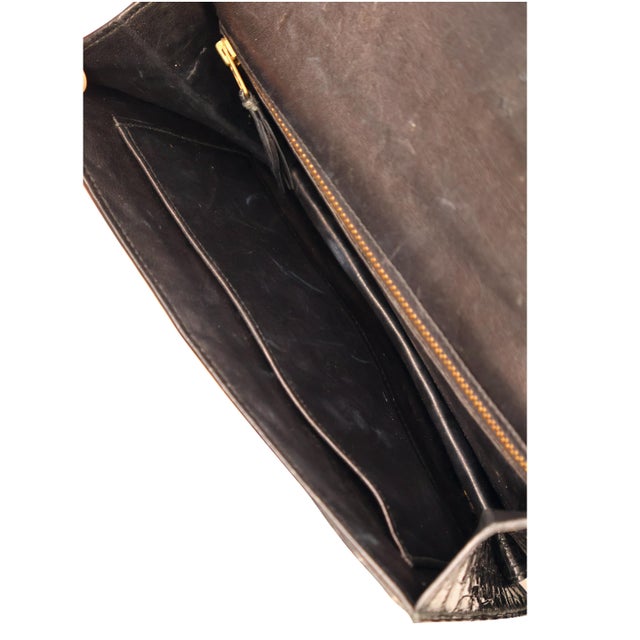 Hermès Black Porosus Crocodile Alcazar Top Handle Shoulder Bag, 1980. For Sale - Image 11 of 11