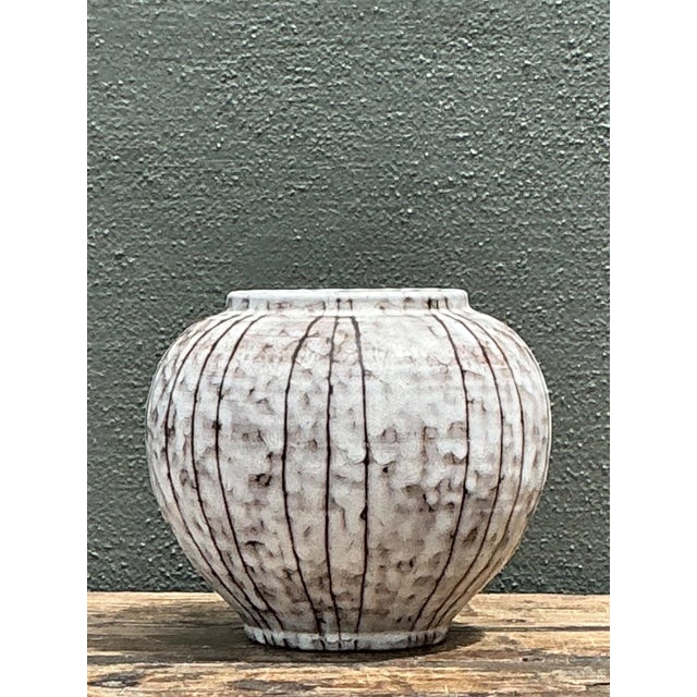 Vintage Brown and White Ceramic Vase For Sale - Image 4 of 12