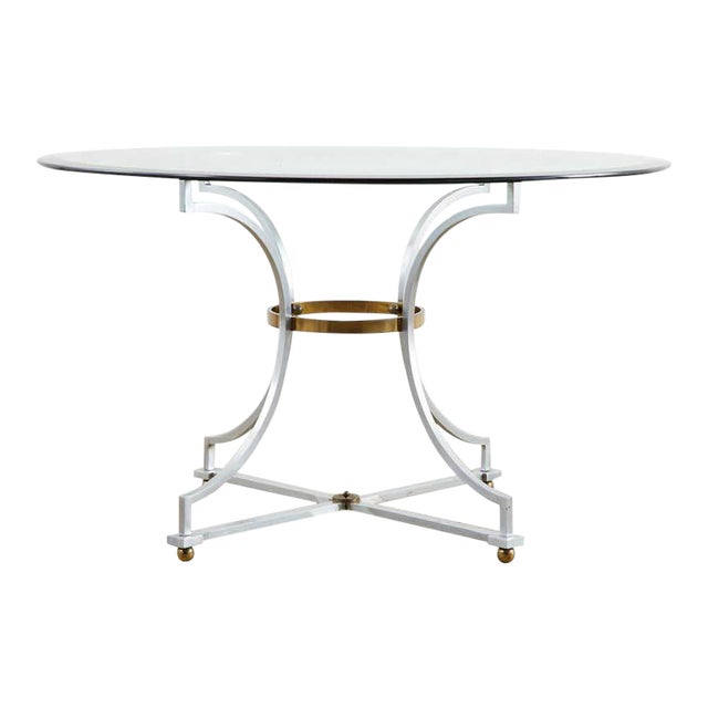 Maison Jansen Style Steel and Bronze Center Table For Sale