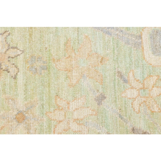 Textile Modern Oushak Style Hand-Knotted Wool Area Rug in Soft Sage, Gold & Lavender For Sale - Image 7 of 12