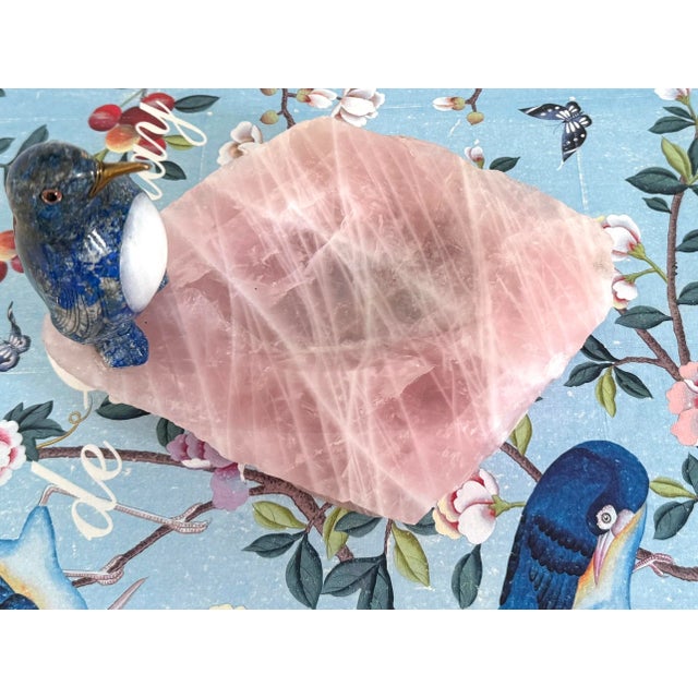 Mid 20th Century Italian Lapis Lazuli, Rose Quartz, Brass Penguin Vide Poche For Sale - Image 5 of 9