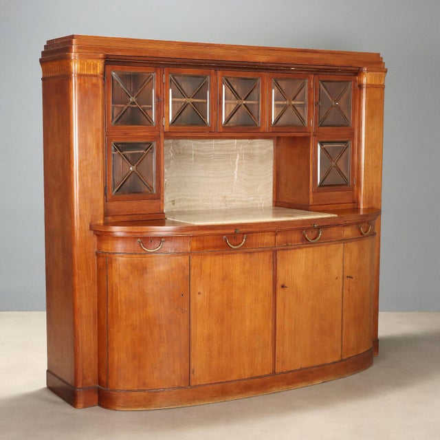 Italian Display Cabinet in Mahogany and Marble For Sale - Image 16 of 16