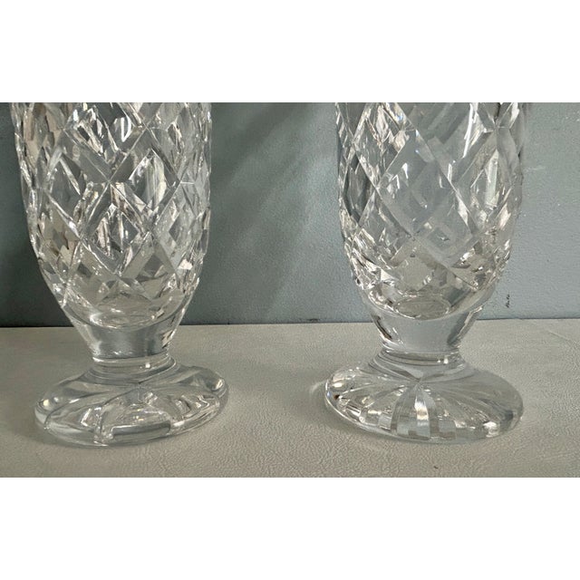 Vtg. Waterford Pair of Crystal Footed Kinsale 7" Bud Flower Vase For Sale - Image 10 of 11