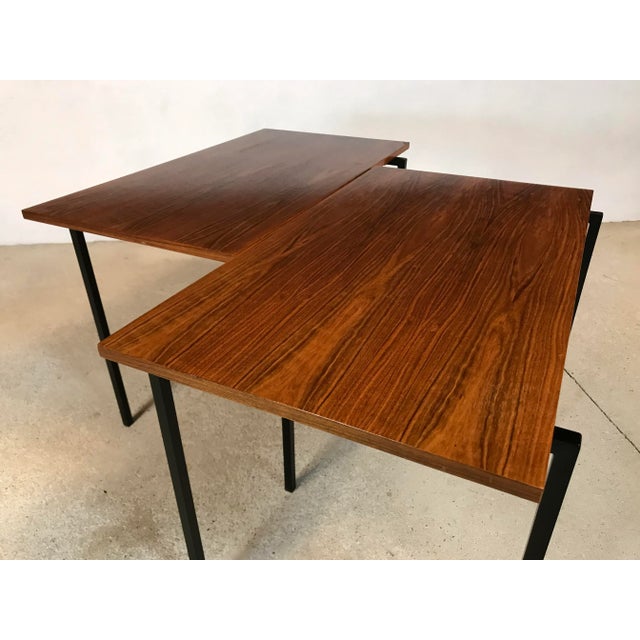 Minimalist Walnut & Steel Stacking Side Tables, 1960s, Set of 2 For Sale - Image 16 of 18