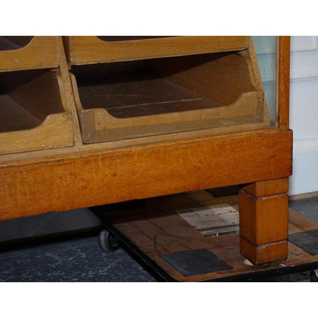 Antique Victorian English Oak Haberdashery Shop Counter with Glass Panels, 1920s For Sale - Image 6 of 18