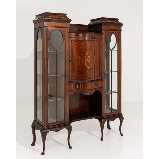 19th Century France Edwardian Brown Wood Display Cabinet For Sale In Greensboro - Image 6 of 11
