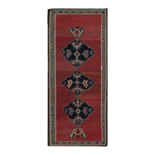 1950s Vintage Afghani Tribal Kilim Rug With Open Field and Medallions From Rug & Kilim For Sale