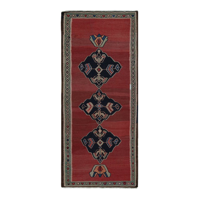1950s Vintage Afghani Tribal Kilim Rug With Open Field and Medallions From Rug & Kilim For Sale