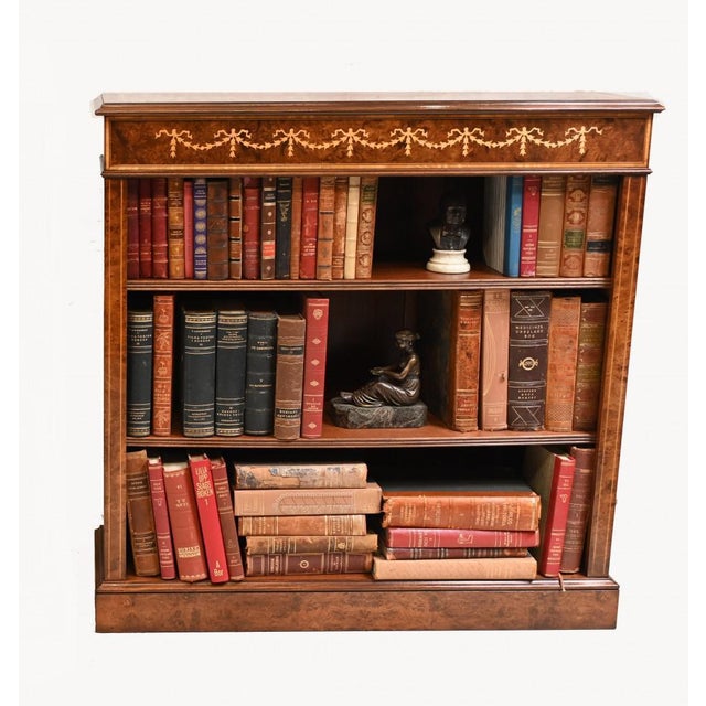 Hollywood Regency Regency Open Bookcase with Walnut Sheraton Inlay For Sale - Image 3 of 11