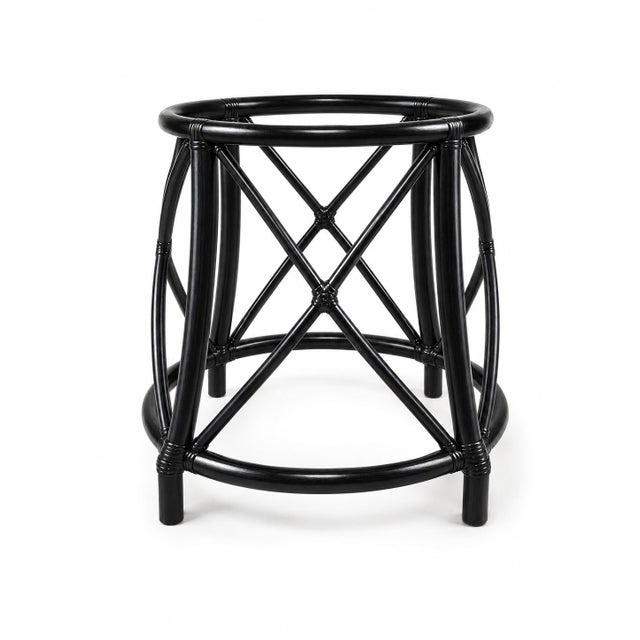Modern McGuire Furniture Set of 4 Gondola Chairs, With Round Table Base, Black Lacquer For Sale - Image 3 of 6
