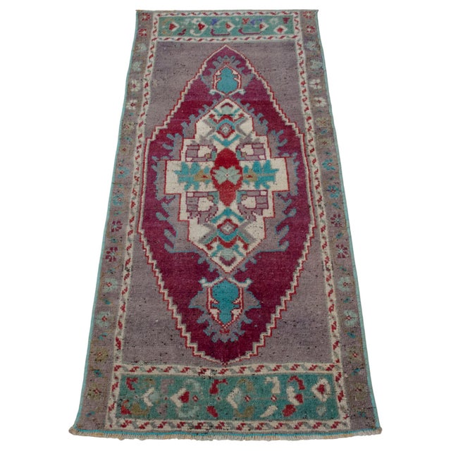 1970s Vintage Hand Knotted Small Rug For Sale - Image 4 of 14