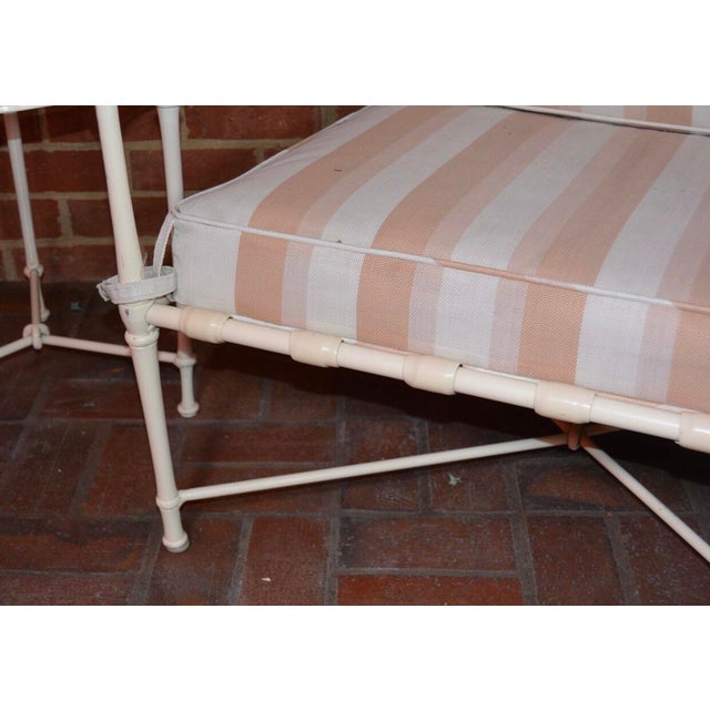 White Brown Jordan Cast Metal Outdoor Settee, Ottoman & Accent Tables For Sale - Image 8 of 12
