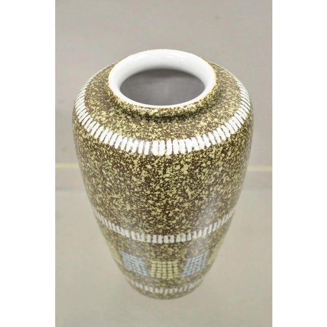 Vintage German Mid Century Modern Brown Blue Yellow Vase Attr. Carstens Keramik For Sale - Image 4 of 9