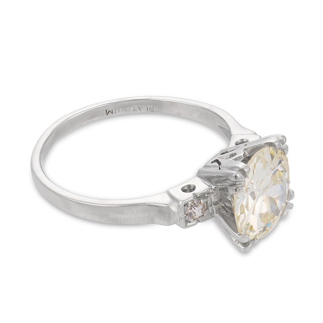 1950s 1950s Mid Century Gia 2.07 Carat Old European Cut Diamond Platinum Engagement Ring, Size 6.75 For Sale - Image 5 of 8