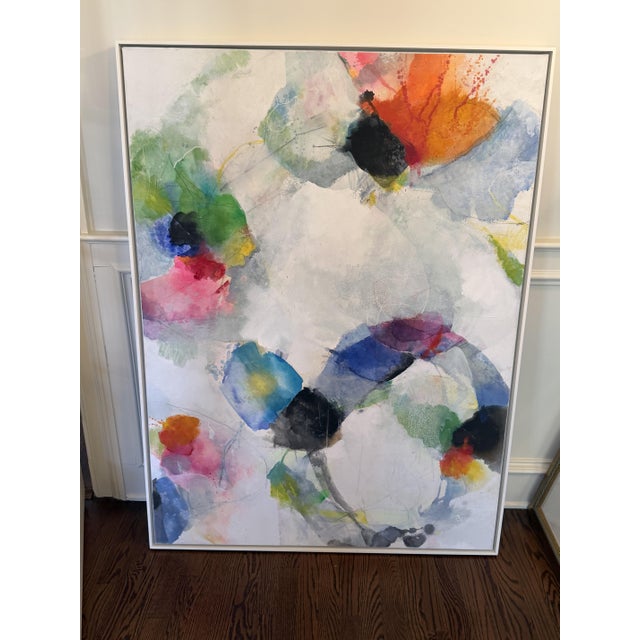 Original mixed media painting on canvas by contemporary artist Doug Kennedy, titled "Love Letter." An expressive, floral-...