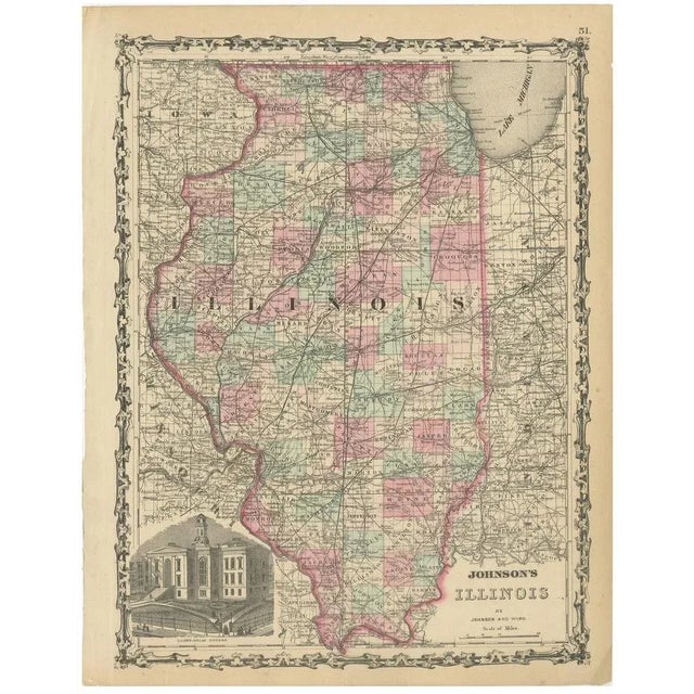 Johnsons Illinois Map, 1864 For Sale - Image 10 of 10