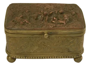 Embossed Gold Copper Box, Mid-19th Century