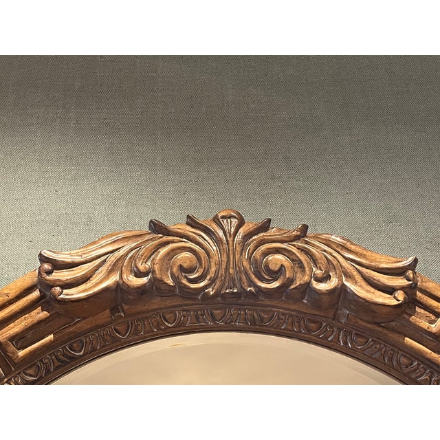 Early 21st Century Large 1970s Wooden Greek Key Round Mirror For Sale - Image 5 of 5