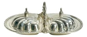 Vintage Hollywood Regency Shell Form 2 Section Caviar Serving Dish